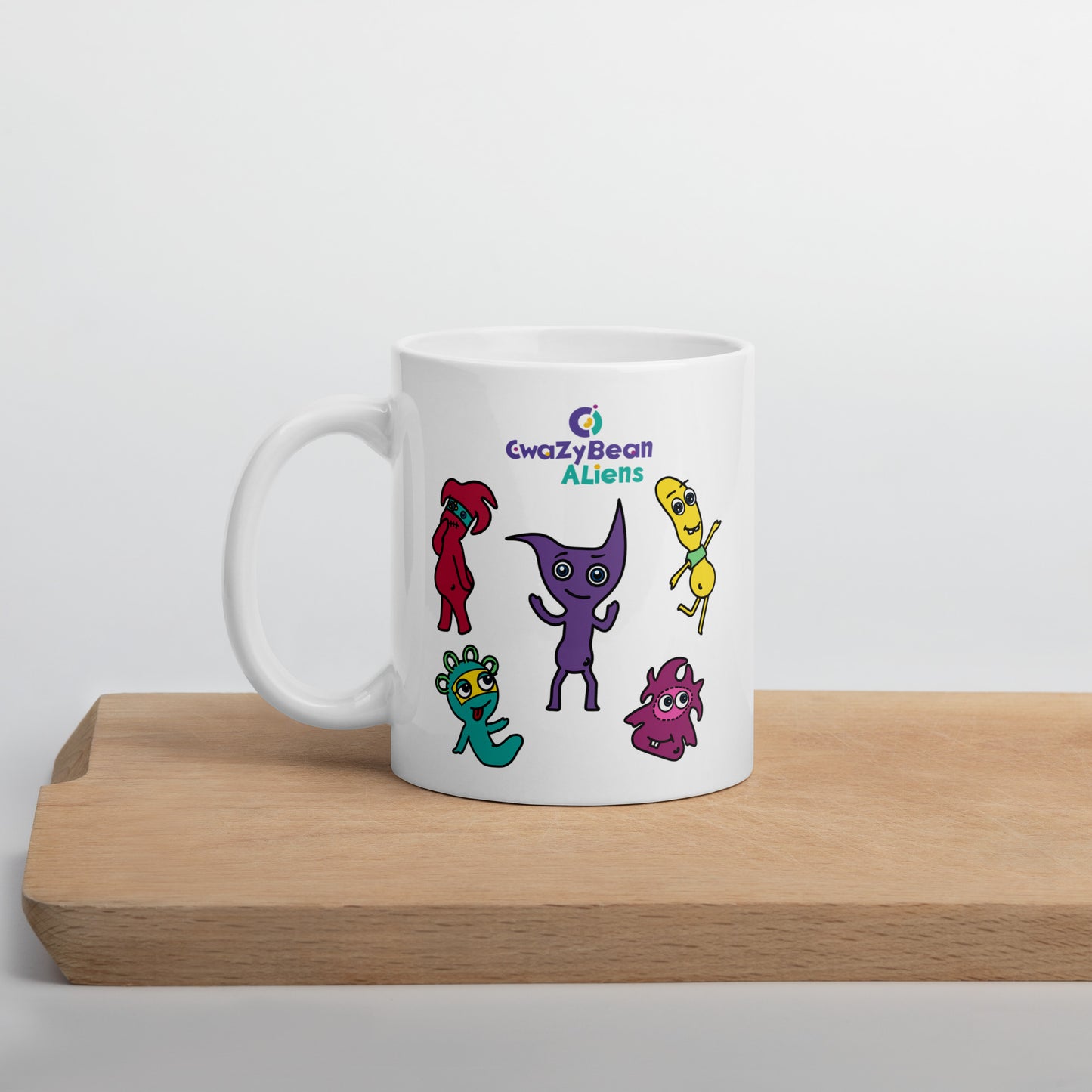CwaZyBean Aliens White Glossy Mug - CwaZyLeigh CreaTions