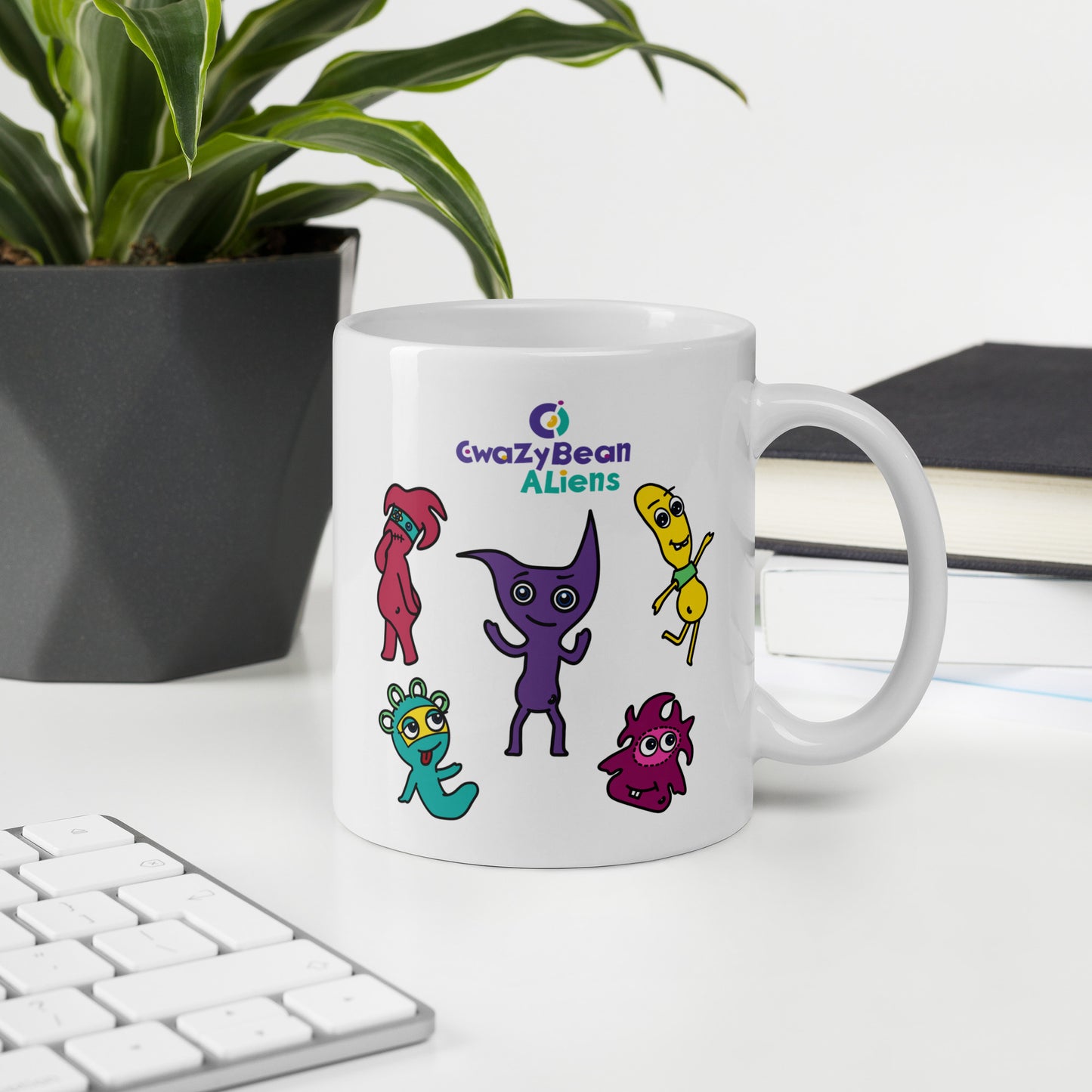 CwaZyBean Aliens White Glossy Mug - CwaZyLeigh CreaTions
