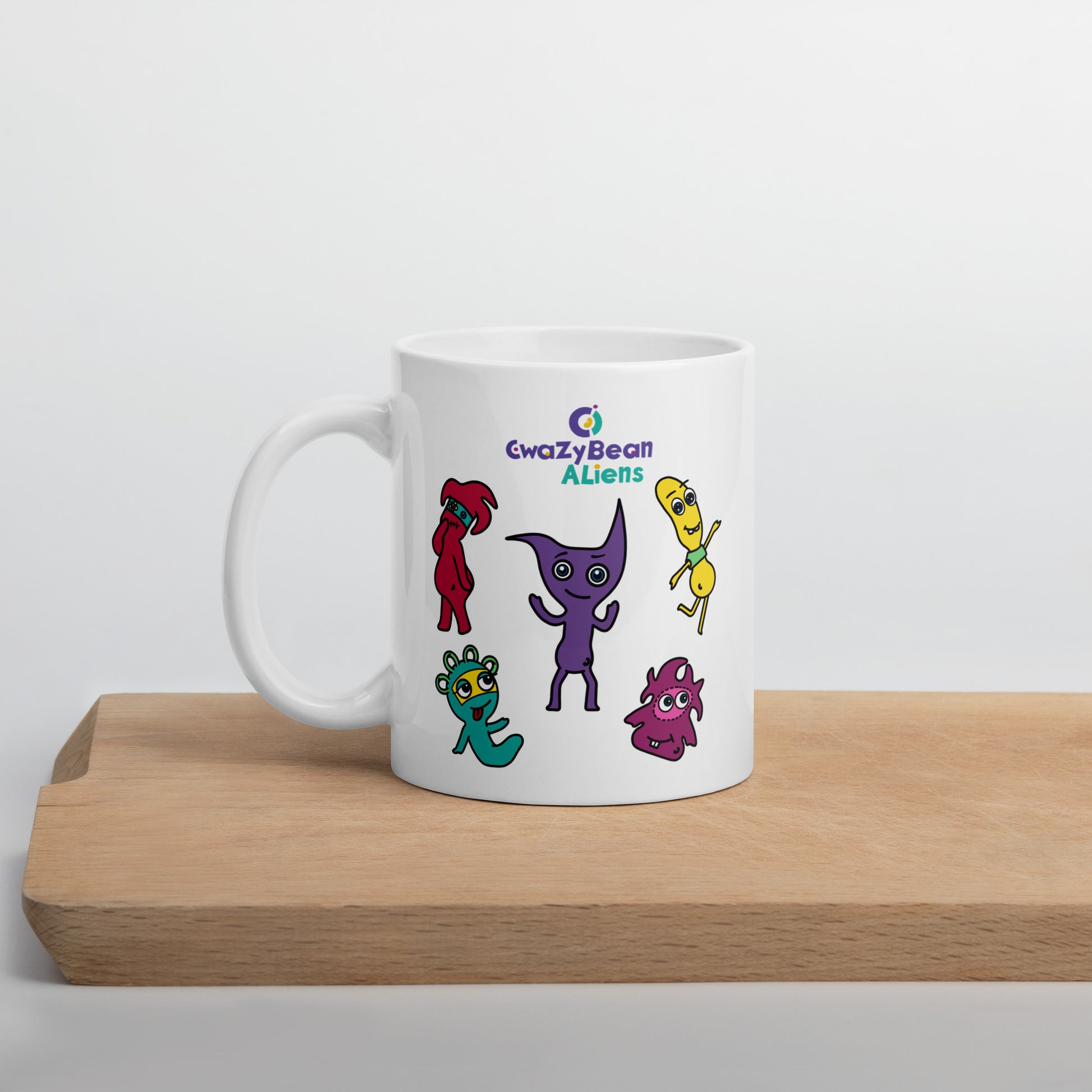 CwaZyBean Aliens White Glossy Mug - CwaZyLeigh CreaTions