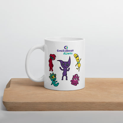 CwaZyBean Aliens White Glossy Mug - CwaZyLeigh CreaTions
