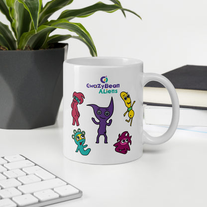 CwaZyBean Aliens White Glossy Mug - CwaZyLeigh CreaTions